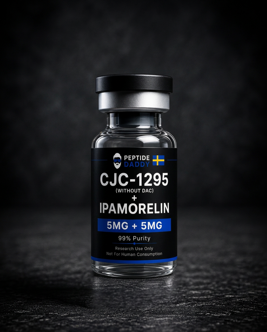 CJC-1295 + Ipamorelin 10 mg forskningsflaska från PeptideDaddy